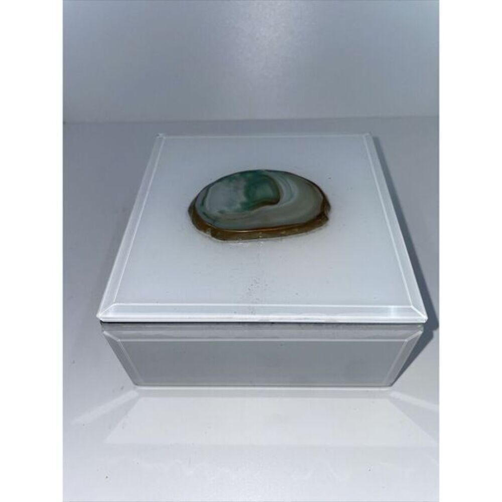 JT ROSE ACRYLIC GLASS JEWELRY BOX Trinket 4.5x4.5x2"
